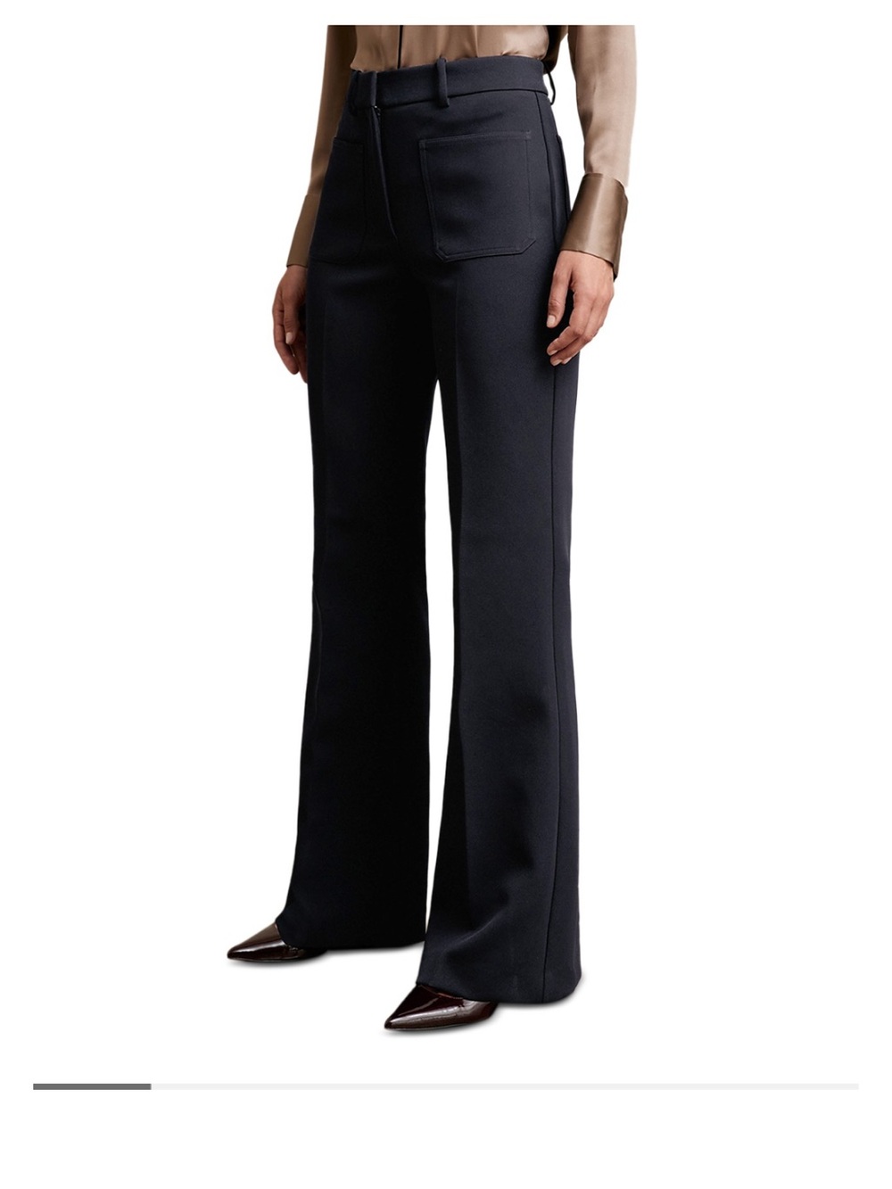 Reiss Black Boot-Cut Trousers with Patch Pockets - Picture 6 of 11